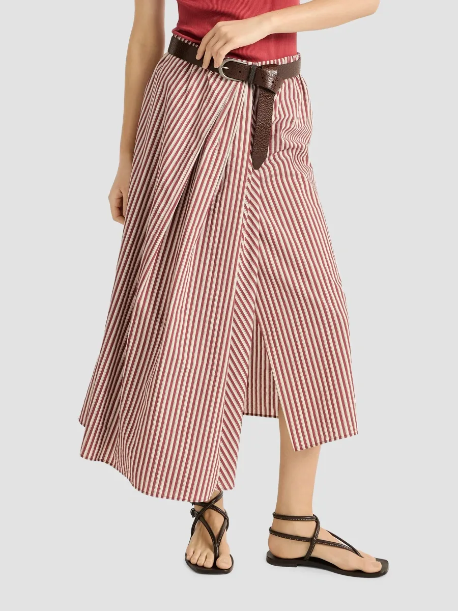 Brunello Cucinelli Women's Striped Wrinkled Poplin Sarong Skirt | Thumbnail 5 Brunello Cucinelli Women's Striped Wrinkled Poplin Sarong Skirt | Thumbnail 5