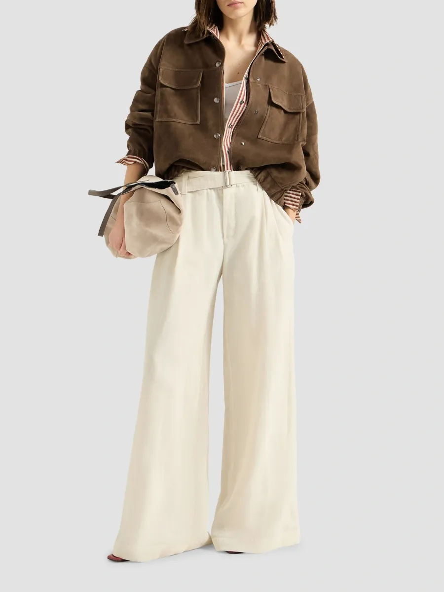 Brunello Cucinelli Women's Couture Suede Outerwear Jacket with Monili - Brown | Thumbnail 2