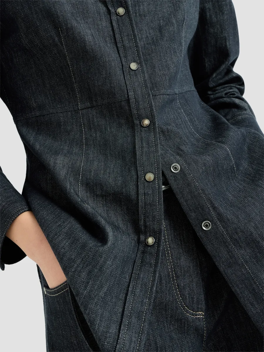Brunello Cucinelli Women's Cotton Denim-Effect Twill Shirt with Monili - Denim | Thumbnail 5