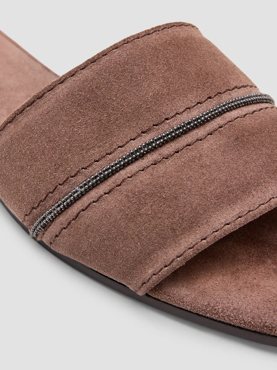 Brunello Cucinelli Women's Monili Suede Slides | Thumbnail 3 Brunello Cucinelli Women's Monili Suede Slides | Thumbnail 3
