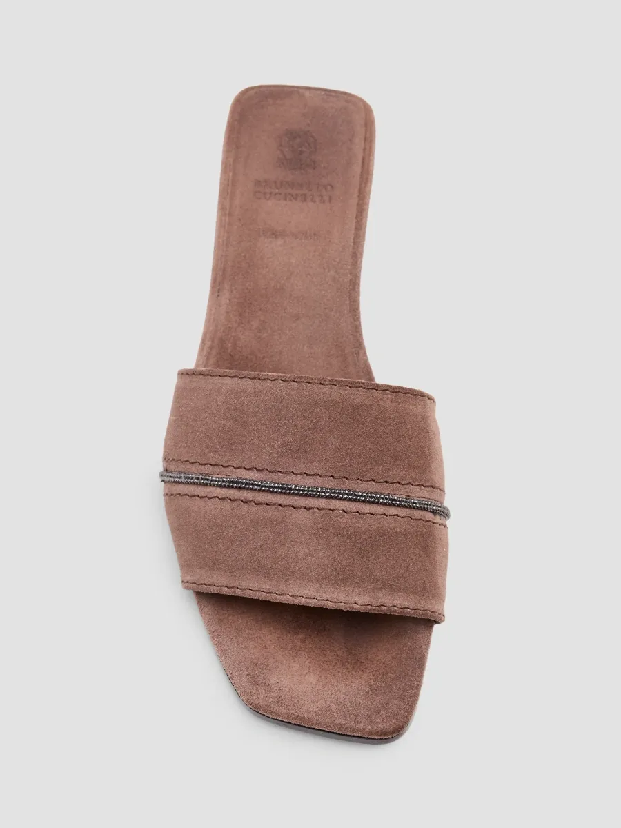 Brunello Cucinelli Women's Monili Suede Slides | Thumbnail 4 Brunello Cucinelli Women's Monili Suede Slides | Thumbnail 4