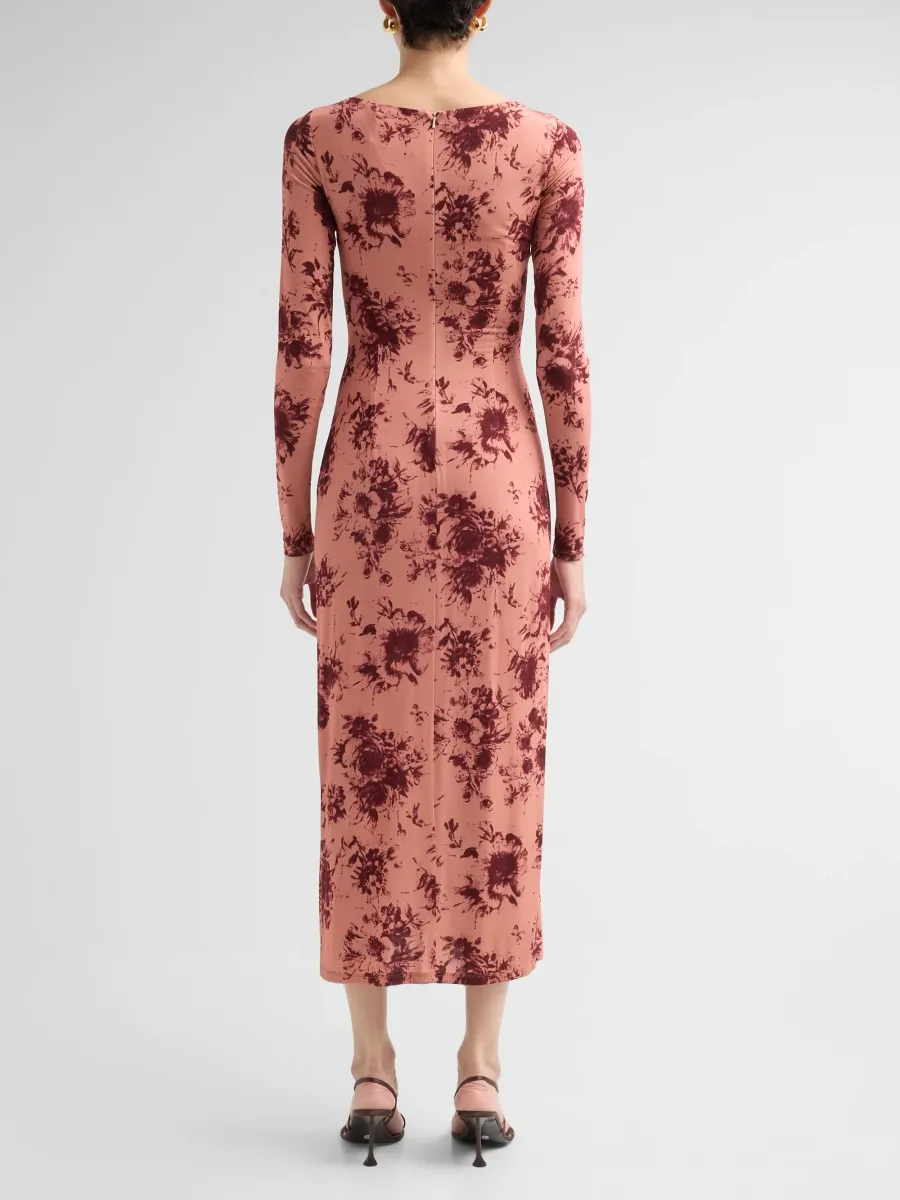 Lela Rose Women's Floral Draped Jersey Midi-Dress | Thumbnail 3 Lela Rose Women's Floral Draped Jersey Midi-Dress | Thumbnail 3