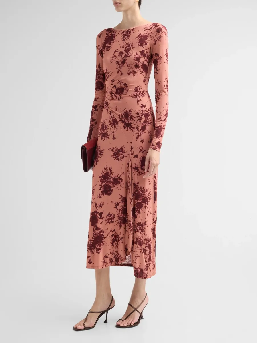 Lela Rose Women's Floral Draped Jersey Midi-Dress | Thumbnail 4 Lela Rose Women's Floral Draped Jersey Midi-Dress | Thumbnail 4