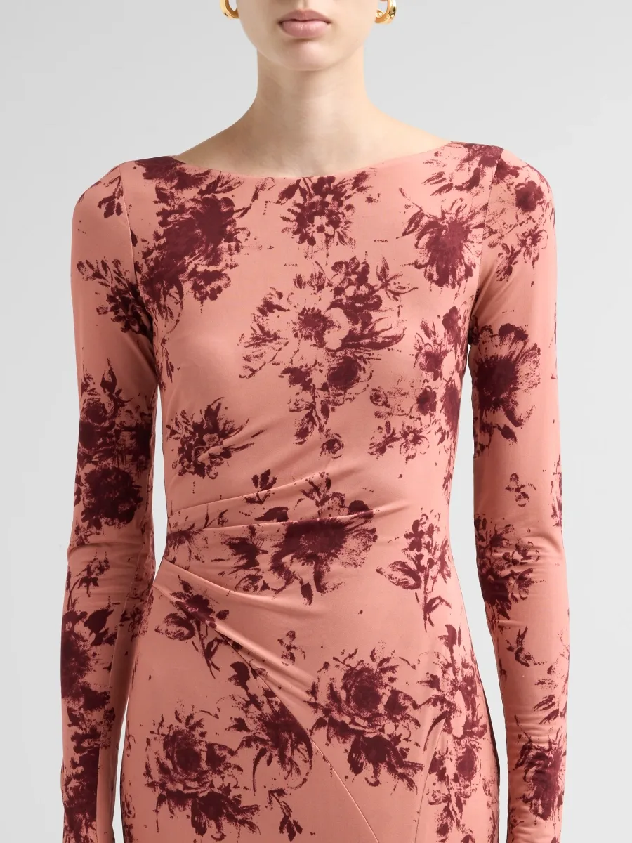 Lela Rose Women's Floral Draped Jersey Midi-Dress | Thumbnail 5 Lela Rose Women's Floral Draped Jersey Midi-Dress | Thumbnail 5