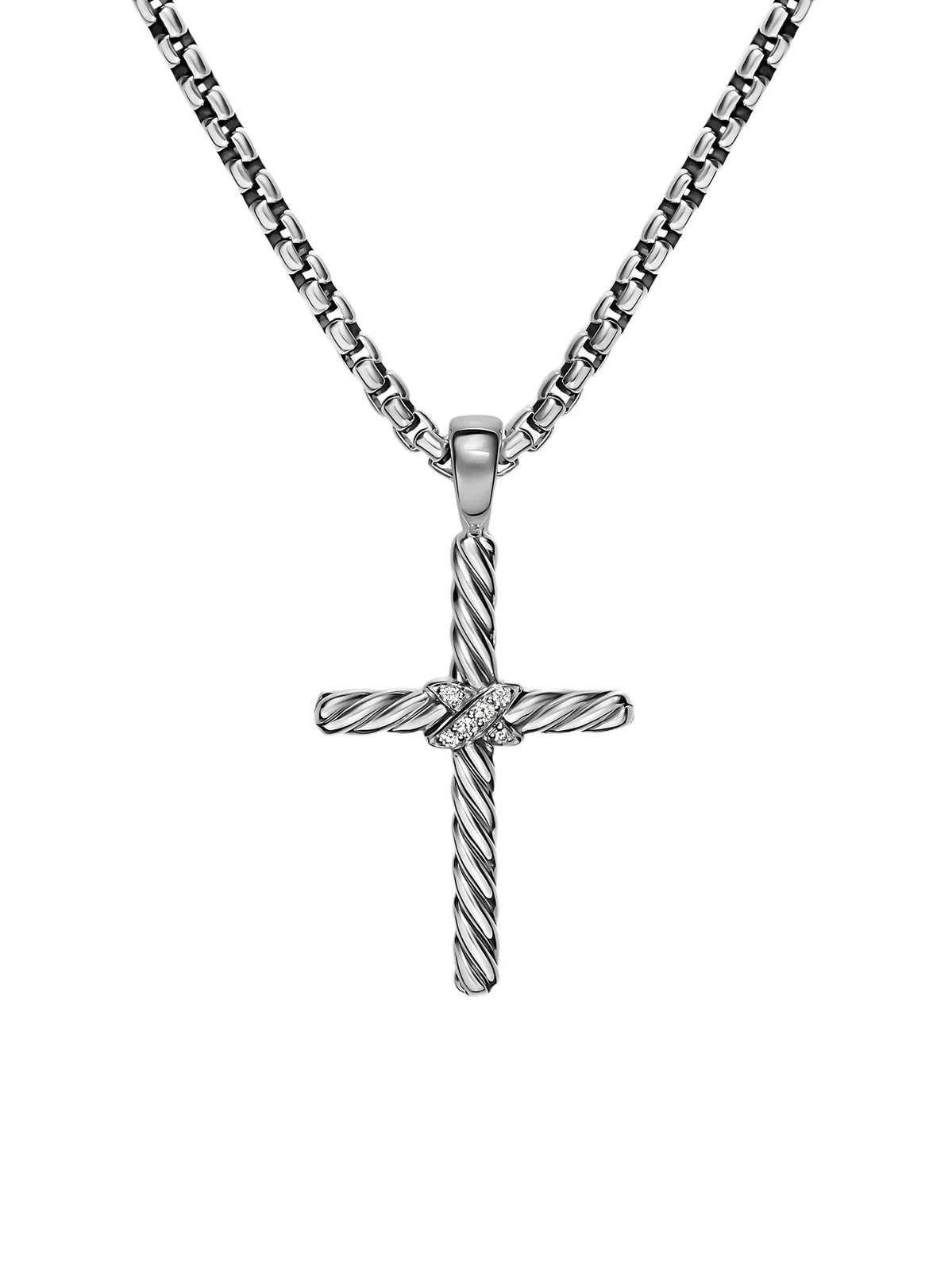 Women's Petite X Cross Necklace in Sterling Silver - Diamond Women's Petite X Cross Necklace in Sterling Silver - Diamond
