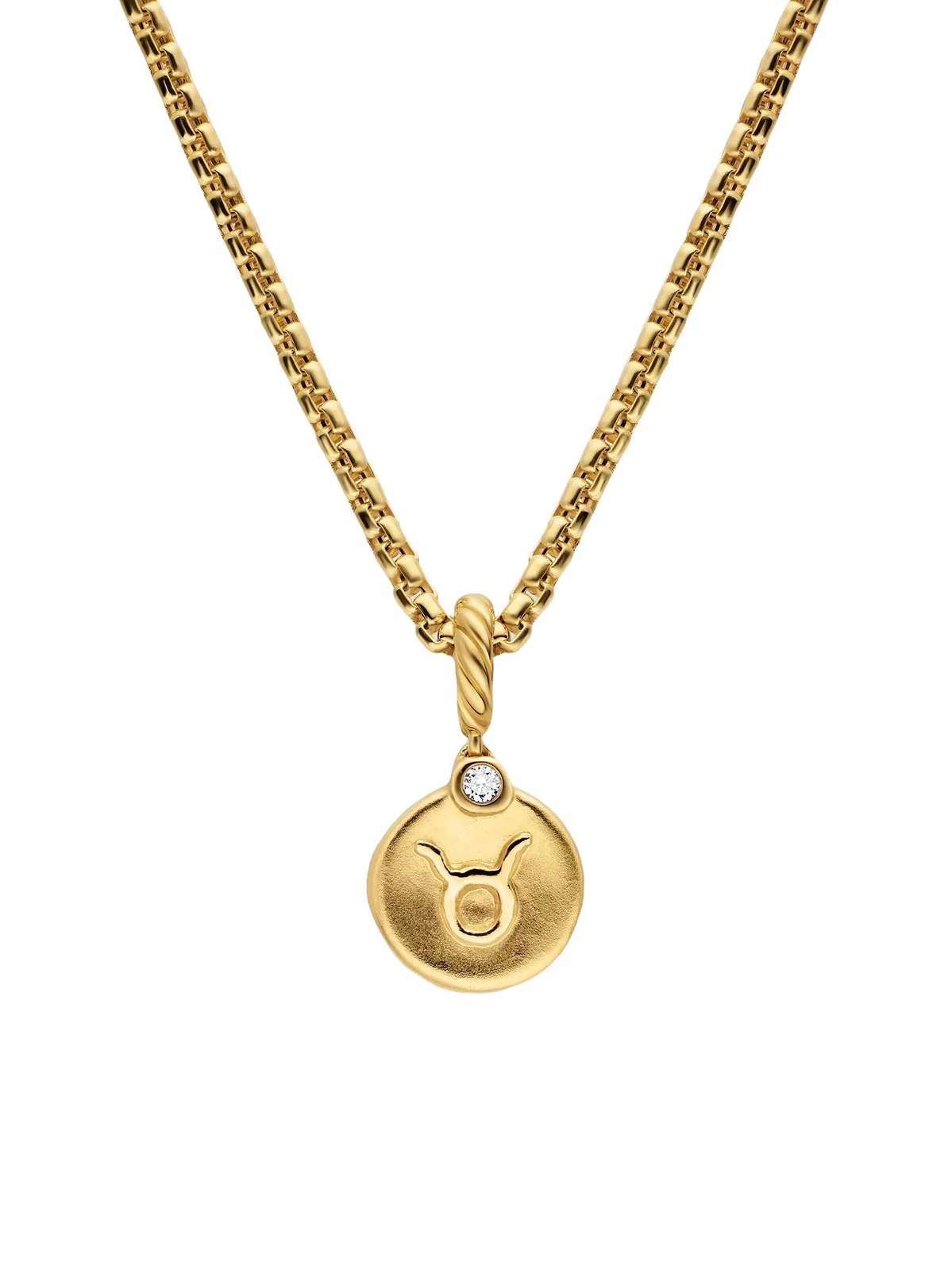 David Yurman Women's Petite Taurus Amulet in 18K Yellow Gold with Diamond, 10.4MM - Gold