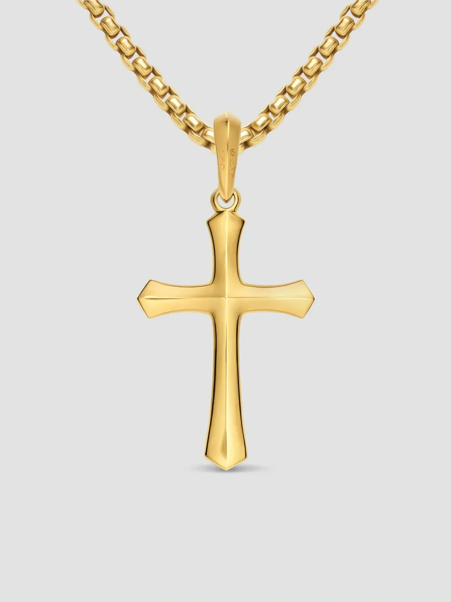 David Yurman Men's Knife Edge Cross Amulet in 18K Yellow Gold | Thumbnail 3