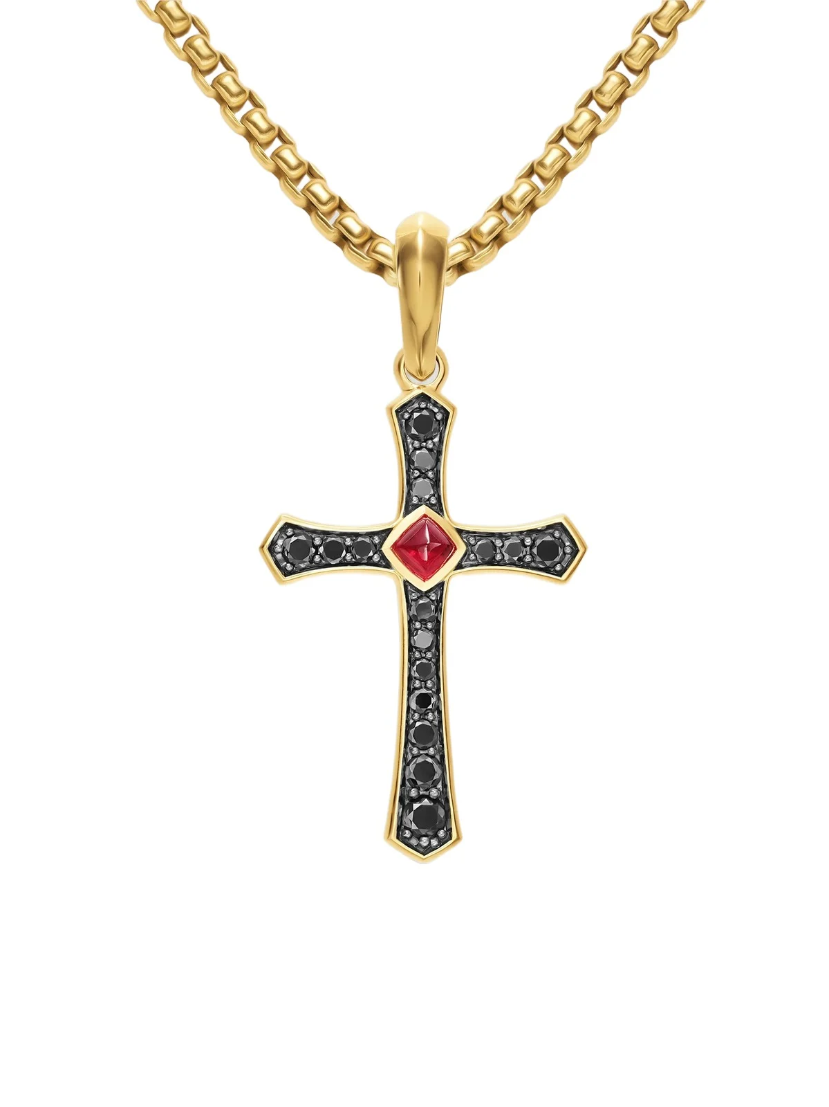 David Yurman Men's Knife Edge Cross Amulet in 18K Yellow Gold
