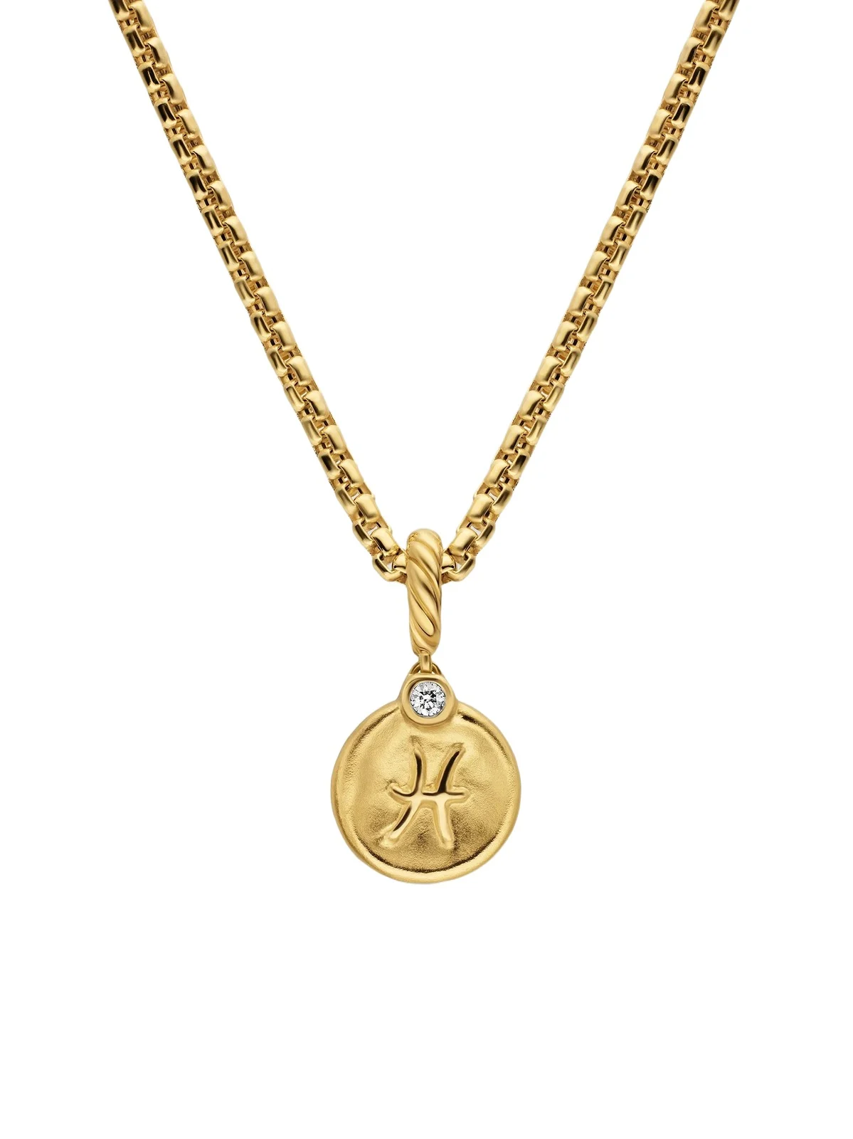David Yurman Women's Petite Pisces Amulet in 18K Yellow Gold with Diamond, 10.4MM - Gold