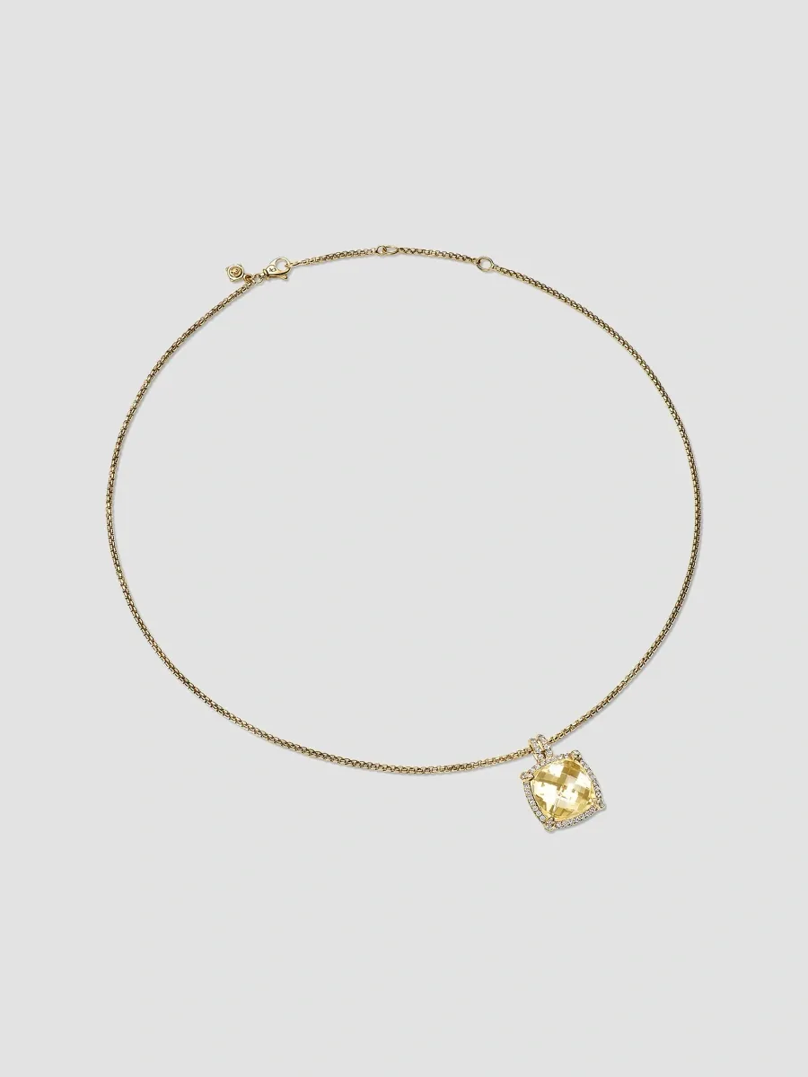David Yurman Women's Chatelaine Pavé Bezel Pendant Necklace in 18K Yellow Gold | Thumbnail 3 David Yurman Women's Chatelaine Pavé Bezel Pendant Necklace in 18K Yellow Gold | Thumbnail 3