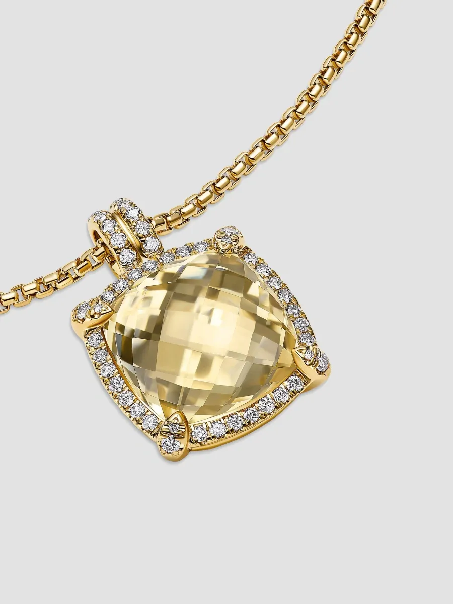 David Yurman Women's Chatelaine Pavé Bezel Pendant Necklace in 18K Yellow Gold | Thumbnail 5 David Yurman Women's Chatelaine Pavé Bezel Pendant Necklace in 18K Yellow Gold | Thumbnail 5