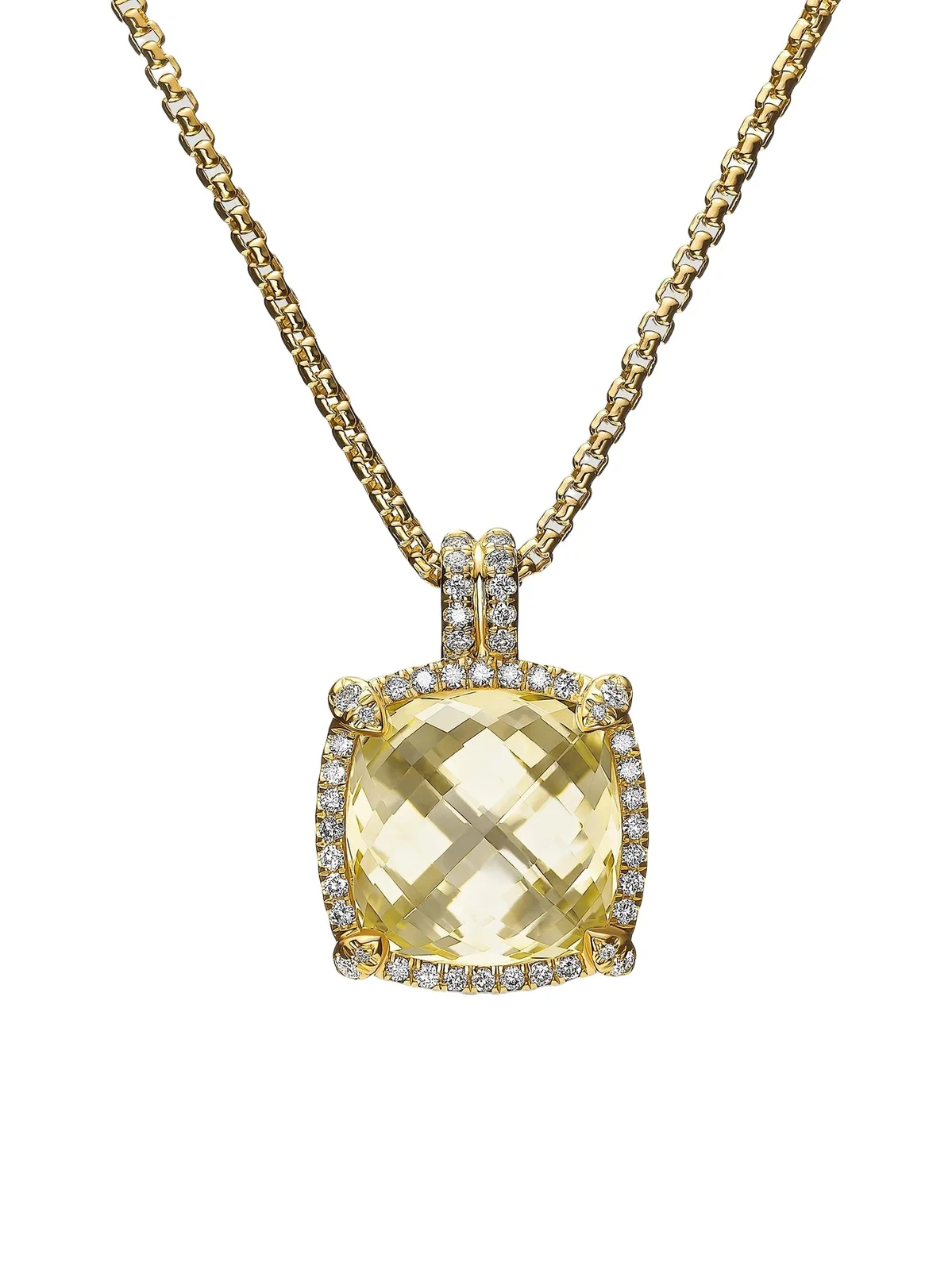 Women's Chatelaine Pavé Bezel Pendant Necklace in 18K Yellow Gold Women's Chatelaine Pavé Bezel Pendant Necklace in 18K Yellow Gold