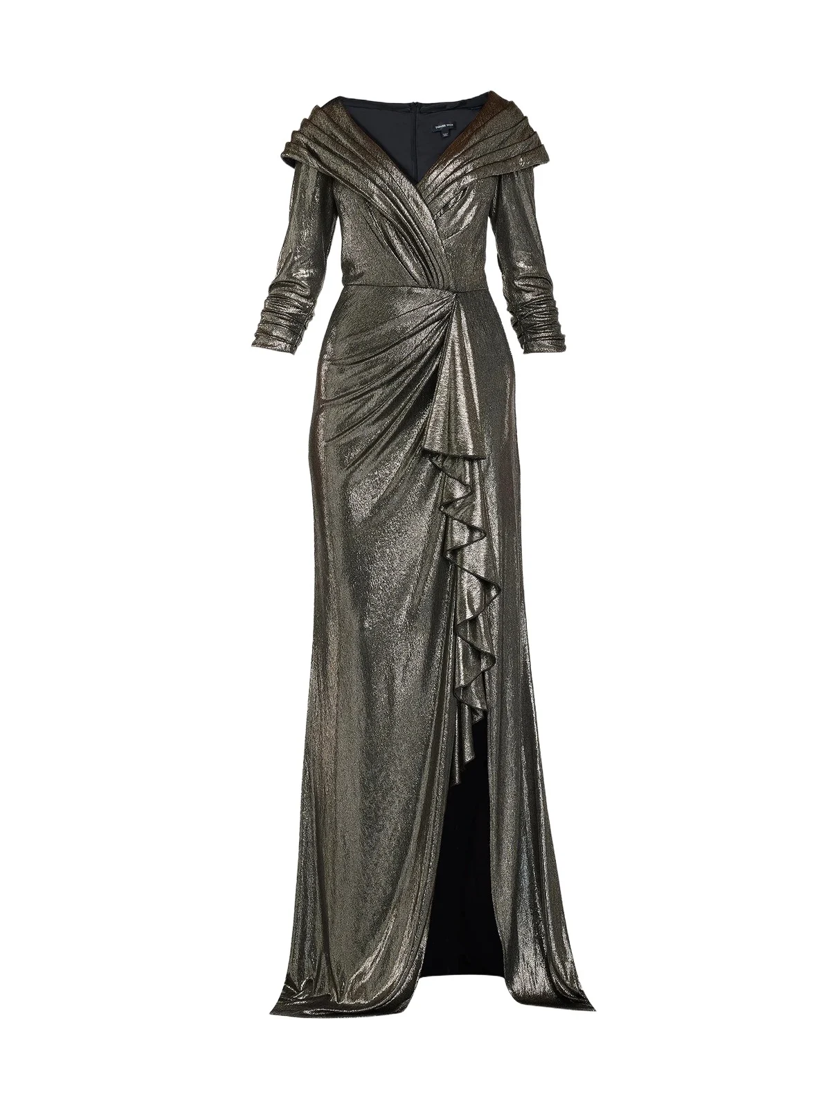 Women's Aureline Metallic Lamé Draped Surpliced Gown