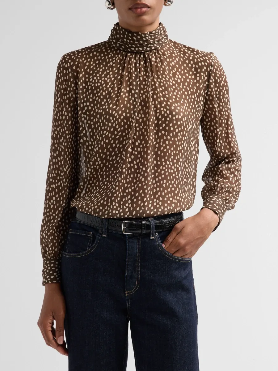 Nili Lotan Women's Remie Silk Polka Dot Blouse | Thumbnail 4 Nili Lotan Women's Remie Silk Polka Dot Blouse | Thumbnail 4
