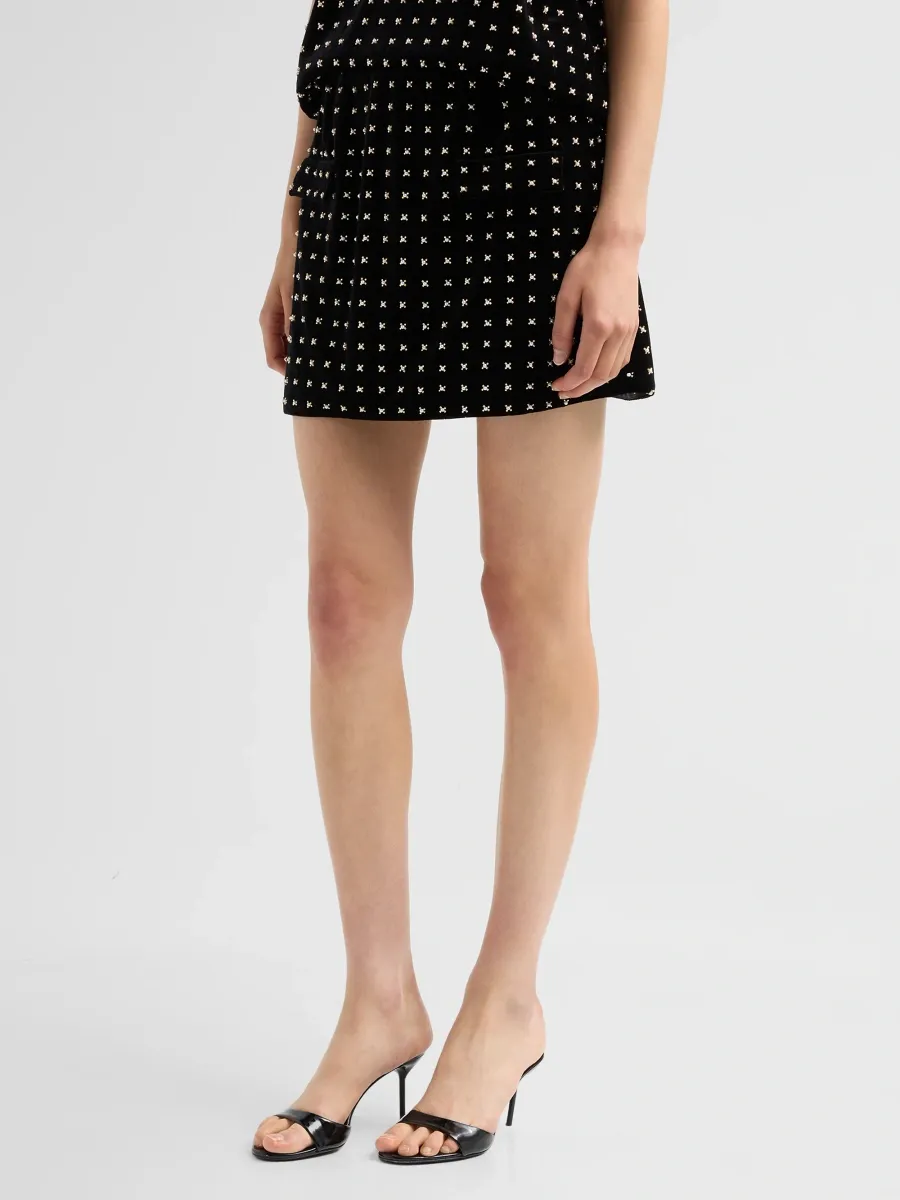 Ramy Brook Women's Daphne Embellished Velvet A-Line Mini Skirt | Thumbnail 4