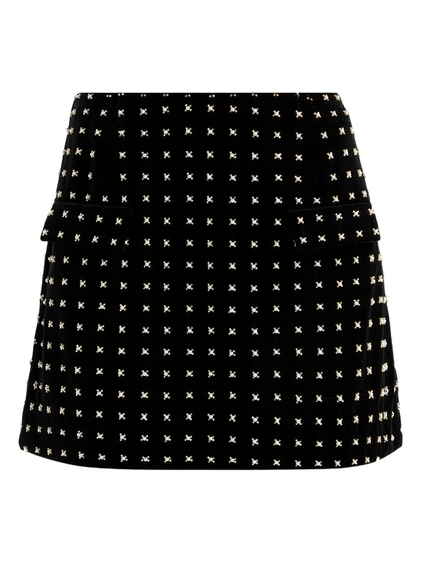 Ramy Brook Women's Daphne Embellished Velvet A-Line Mini Skirt