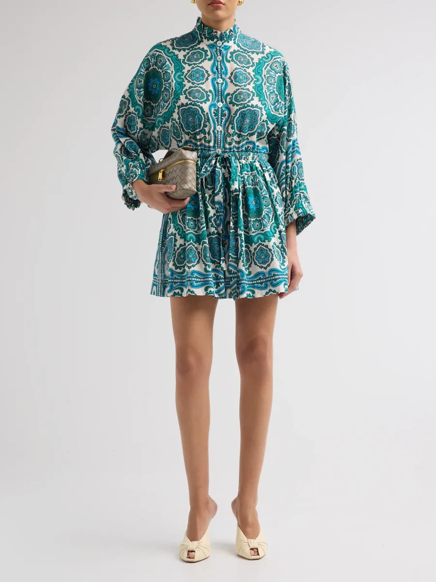 Cara Cara Women's Beatrice Paisley Cotton-Voile Drawstring Mini Shirtdress | Thumbnail 2 Cara Cara Women's Beatrice Paisley Cotton-Voile Drawstring Mini Shirtdress | Thumbnail 2