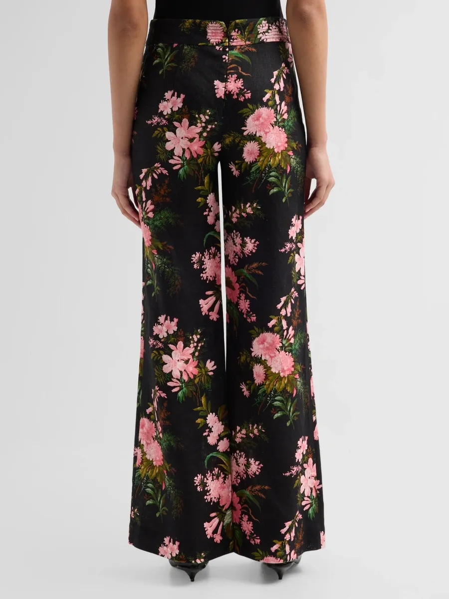 Cara Cara Women's Josephine Floral Linen Mid-Rise Flared Pants | Thumbnail 3 Cara Cara Women's Josephine Floral Linen Mid-Rise Flared Pants | Thumbnail 3