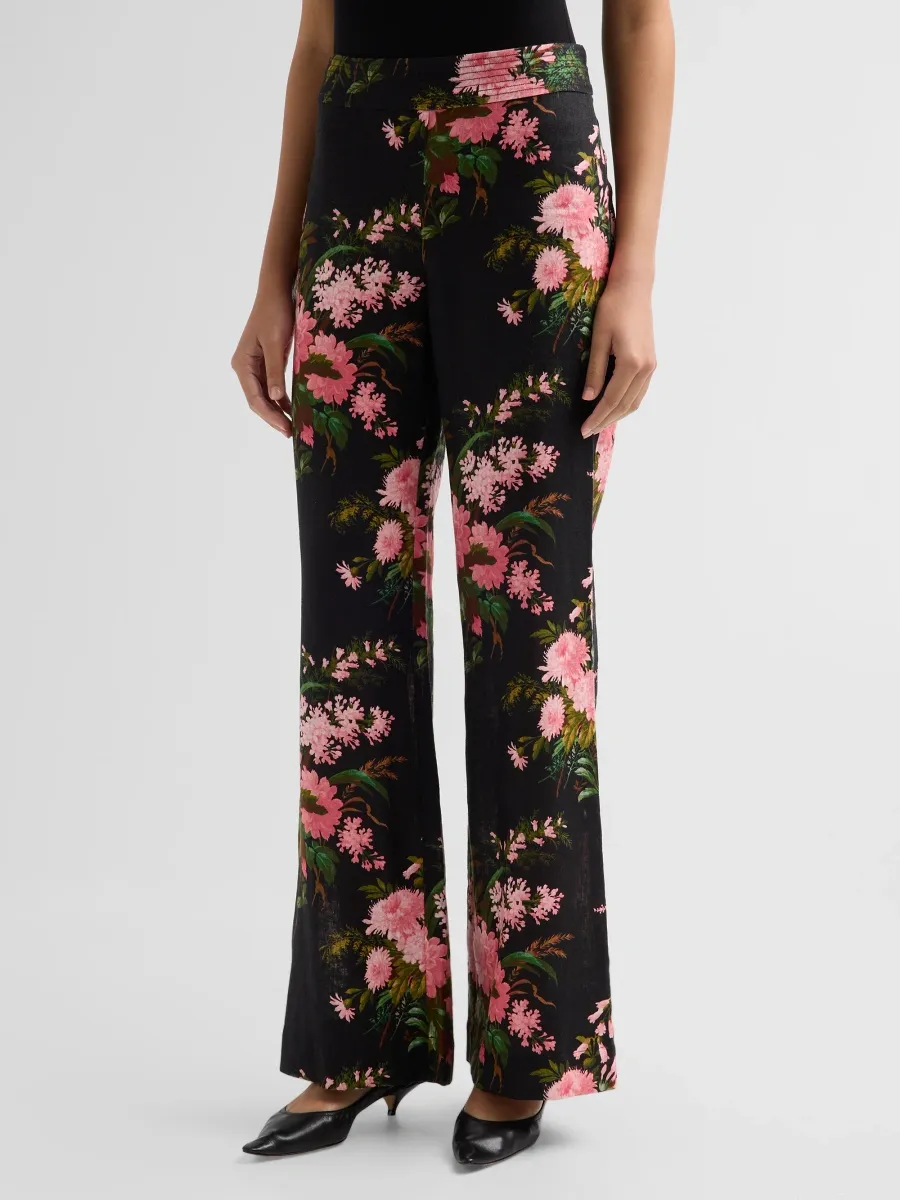 Cara Cara Women's Josephine Floral Linen Mid-Rise Flared Pants | Thumbnail 4 Cara Cara Women's Josephine Floral Linen Mid-Rise Flared Pants | Thumbnail 4