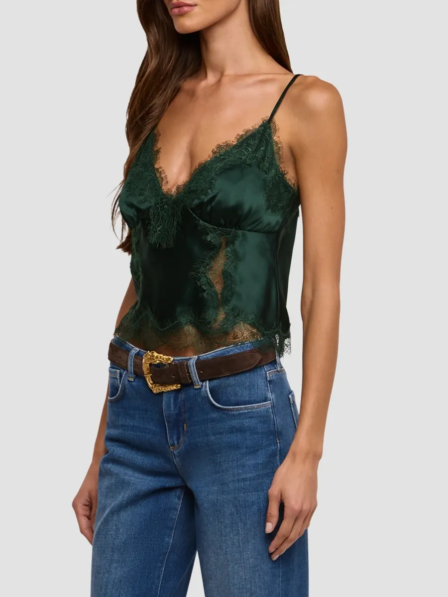 L'Agence Women's Kimber Lace-Trim Silk Cami | Thumbnail 4