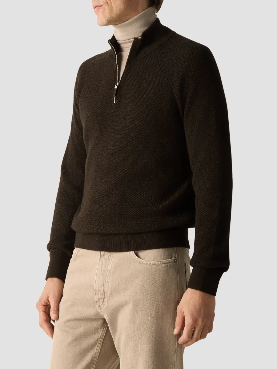 Zegna Men's Oasi Cashmere Zip Mock Sweater | Thumbnail 3