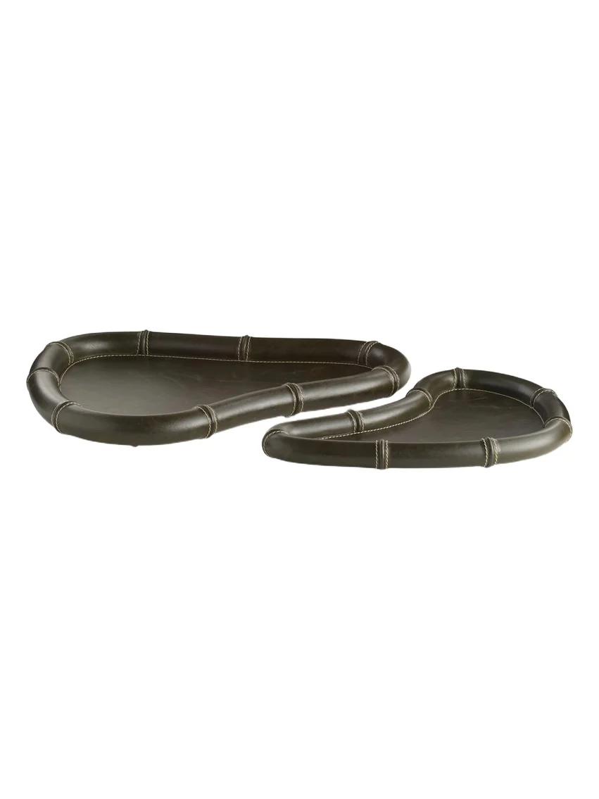 Arteriors Lake Leather 2-Piece Tray Set