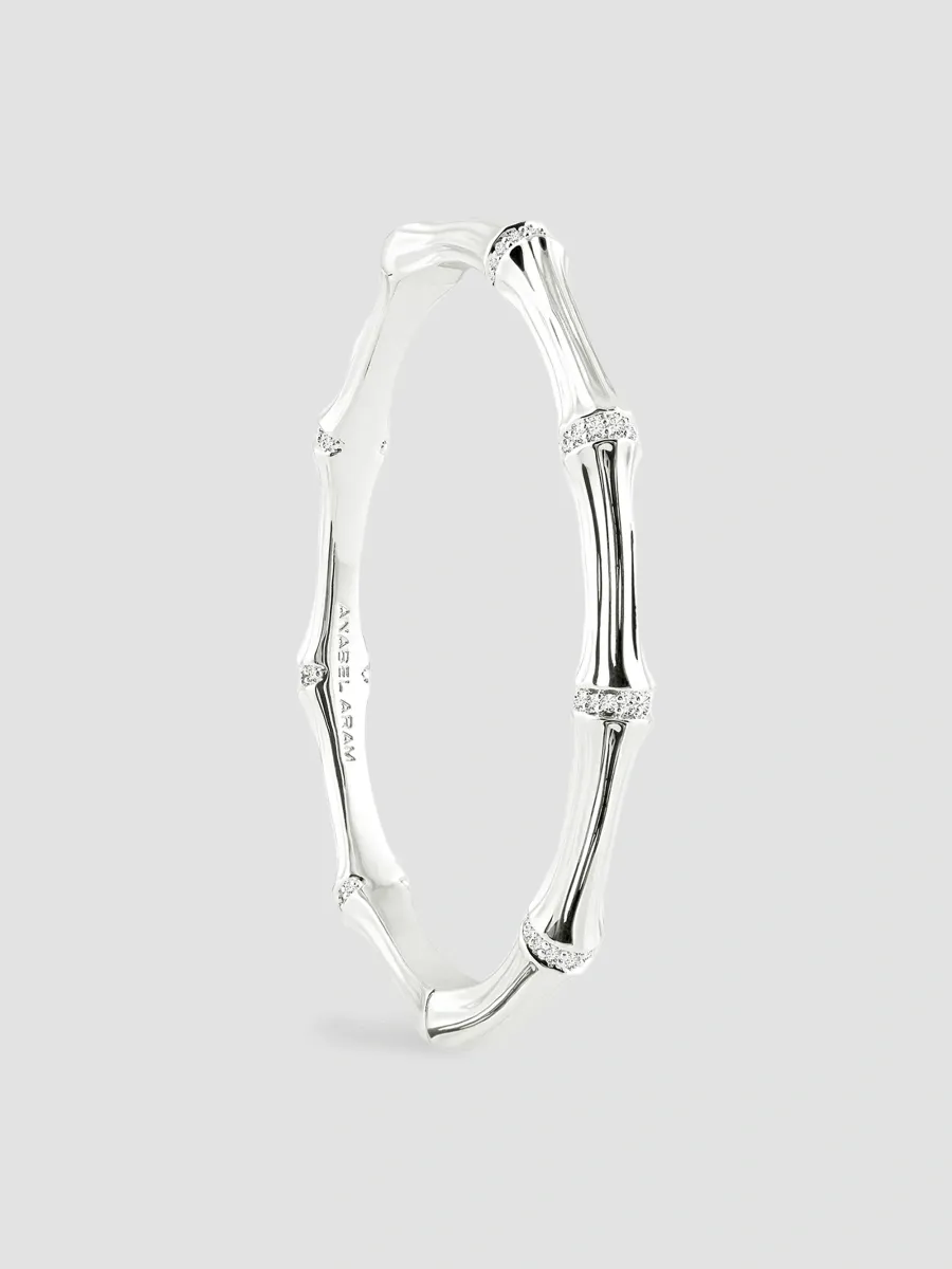 Anabel Aram Women's Bamboo Sterling Silver-Plated & Cubic Zirconia Bangle | Thumbnail 2