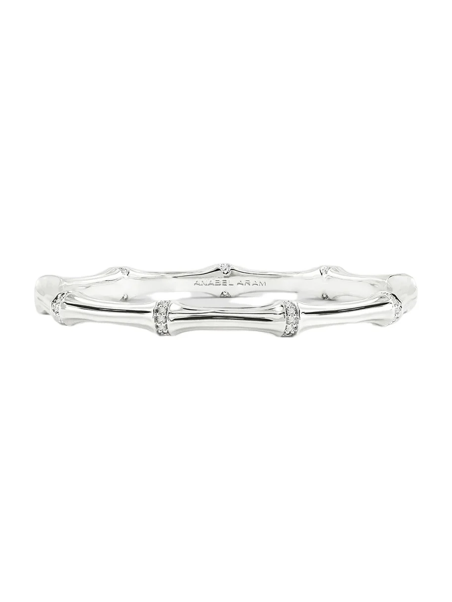 Women's Bamboo Sterling Silver-Plated & Cubic Zirconia Bangle