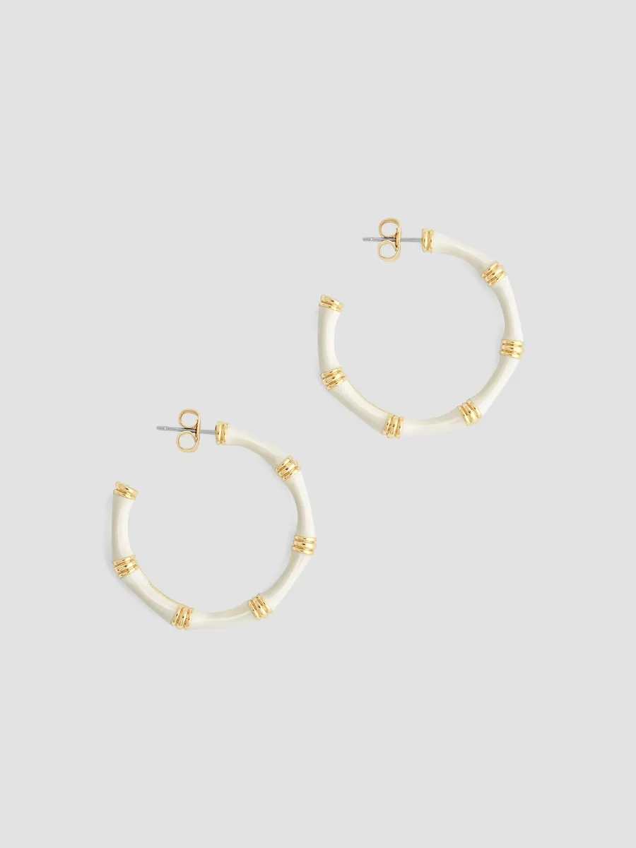 Anabel Aram Women's Bamboo 18K-Gold-Plated & Enamel Hoop Earrings | Thumbnail 3