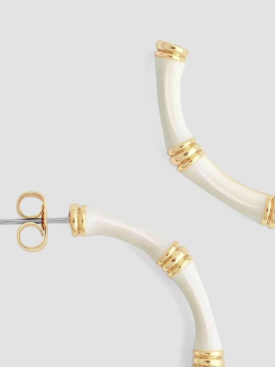 Anabel Aram Women's Bamboo 18K-Gold-Plated & Enamel Hoop Earrings | Thumbnail 4