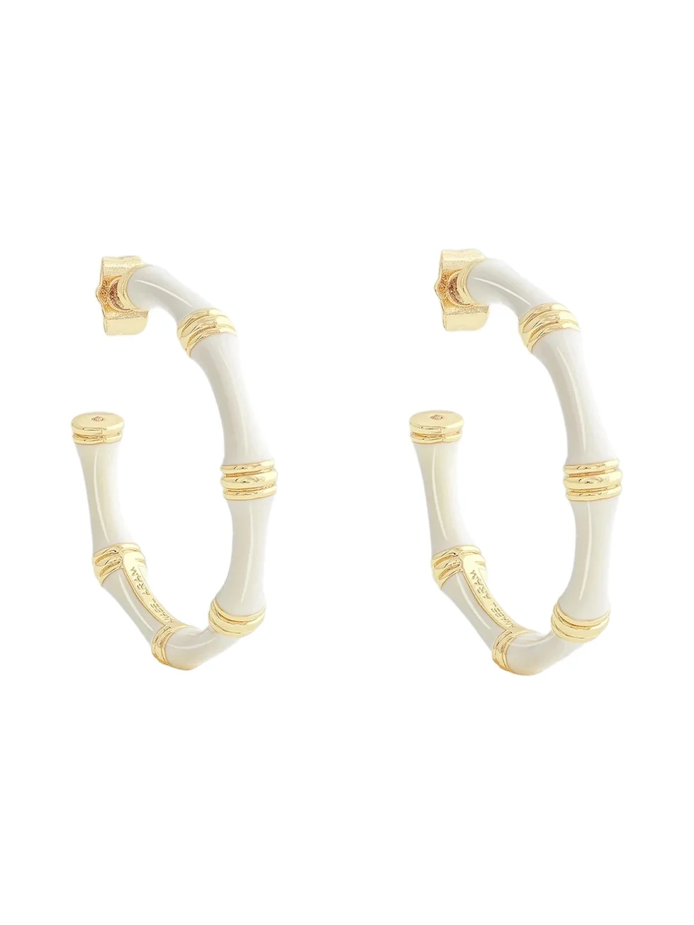 Women's Bamboo 18K-Gold-Plated & Enamel Hoop Earrings