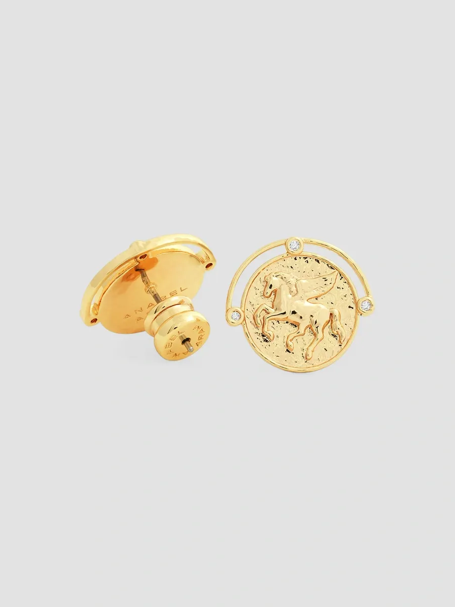 Anabel Aram Women's Pegasus 18K-Gold-Plated & Cubic Zirconia Coin Stud Earrings | Thumbnail 3