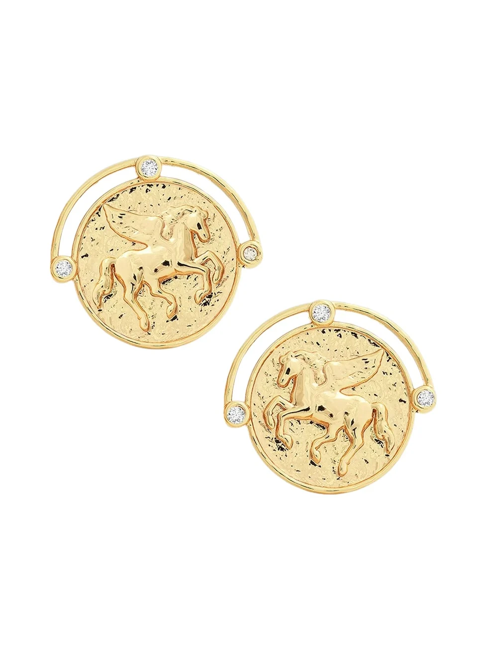 Women's Pegasus 18K-Gold-Plated & Cubic Zirconia Coin Stud Earrings Women's Pegasus 18K-Gold-Plated & Cubic Zirconia Coin Stud Earrings