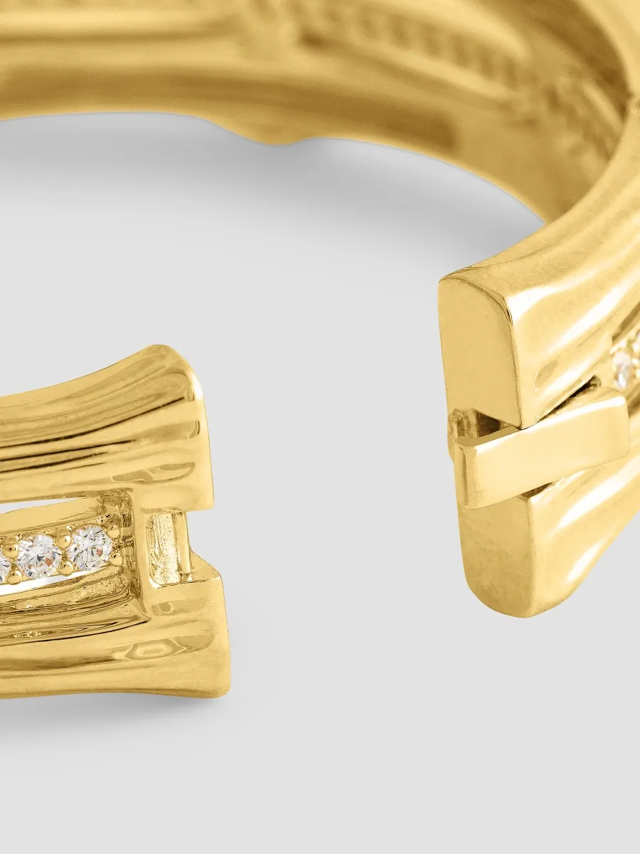 Anabel Aram Women's Bamboo 18K-Gold-Plated & Cubic Zirconia Hinged Bangle | Thumbnail 3 Anabel Aram Women's Bamboo 18K-Gold-Plated & Cubic Zirconia Hinged Bangle | Thumbnail 3