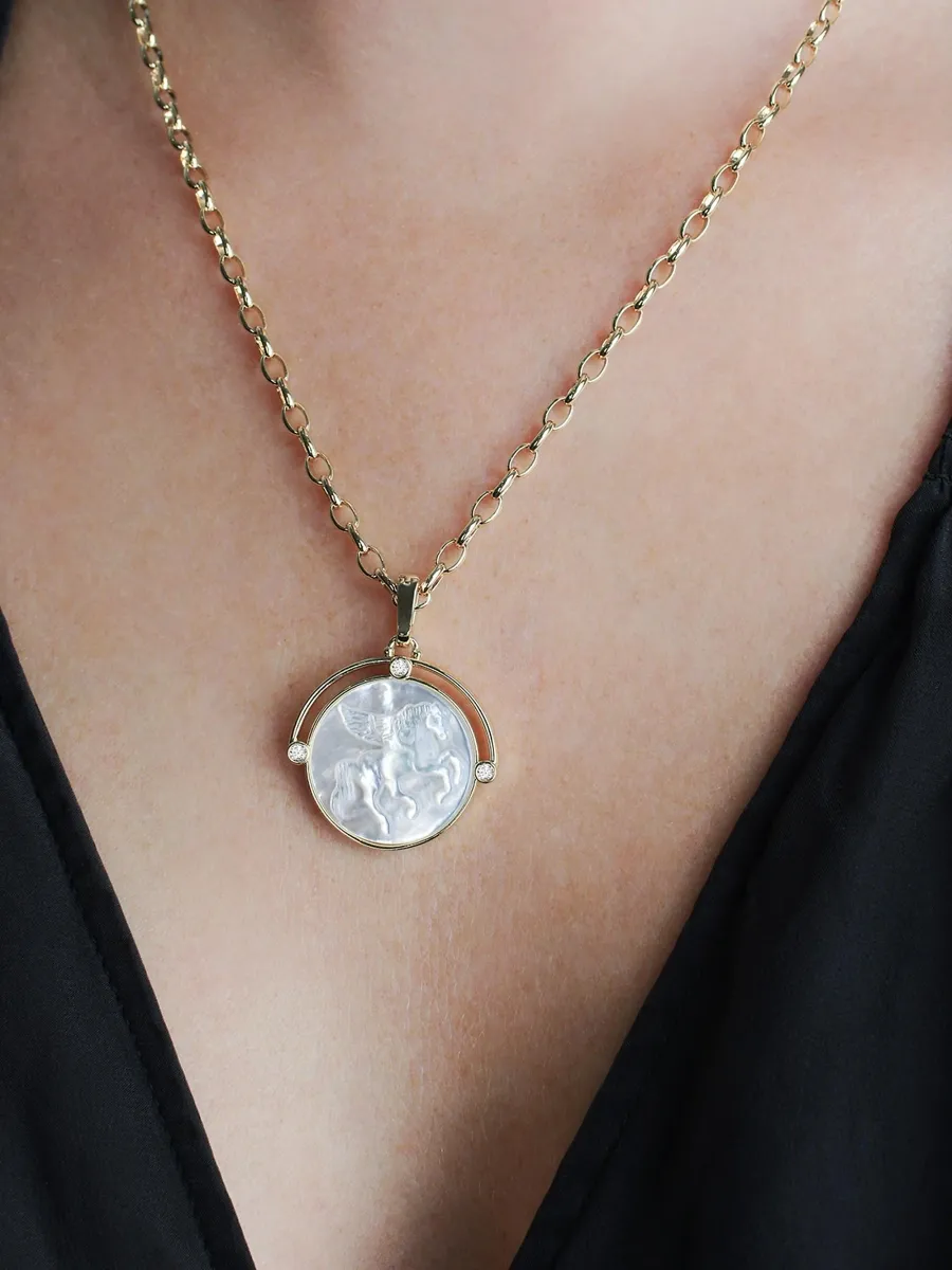 Anabel Aram Women's Pegasus 18K-Gold-Plated, Mother-Of-Pearl & Cubic Zirconia Pendant Necklace | Thumbnail 2