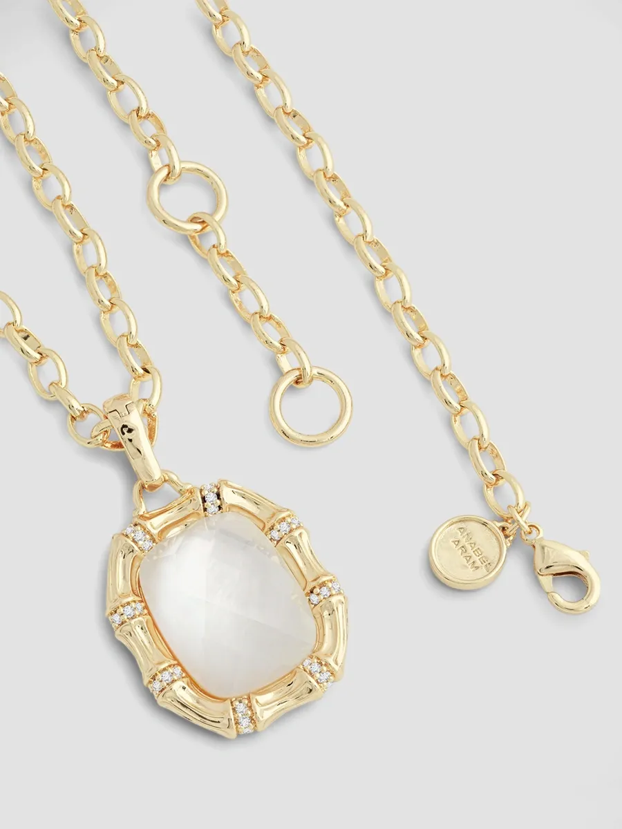 Anabel Aram Women's Bamboo 18K-Gold-Plated, Gemstone & Cubic Zirconia Pendant Necklace | Thumbnail 3 Anabel Aram Women's Bamboo 18K-Gold-Plated, Gemstone & Cubic Zirconia Pendant Necklace | Thumbnail 3