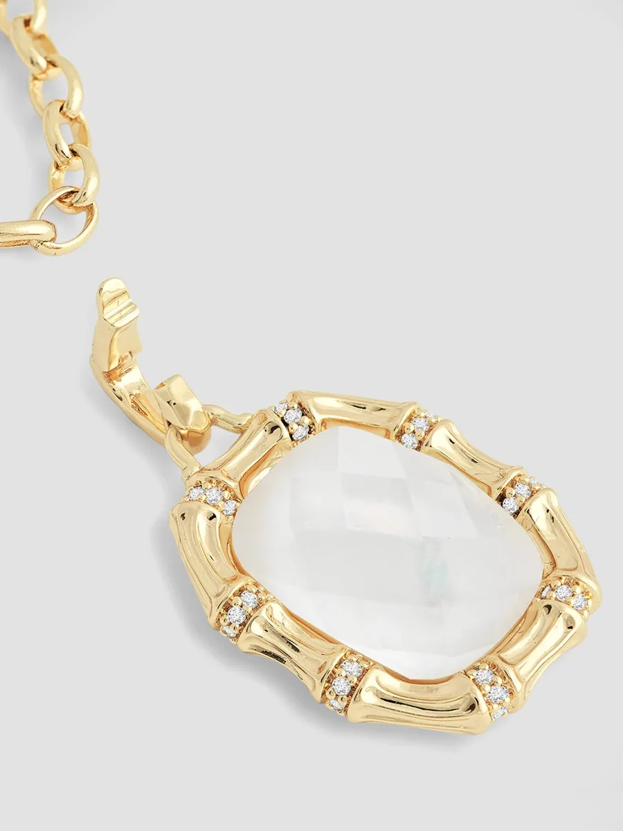 Anabel Aram Women's Bamboo 18K-Gold-Plated, Gemstone & Cubic Zirconia Pendant Necklace | Thumbnail 4 Anabel Aram Women's Bamboo 18K-Gold-Plated, Gemstone & Cubic Zirconia Pendant Necklace | Thumbnail 4