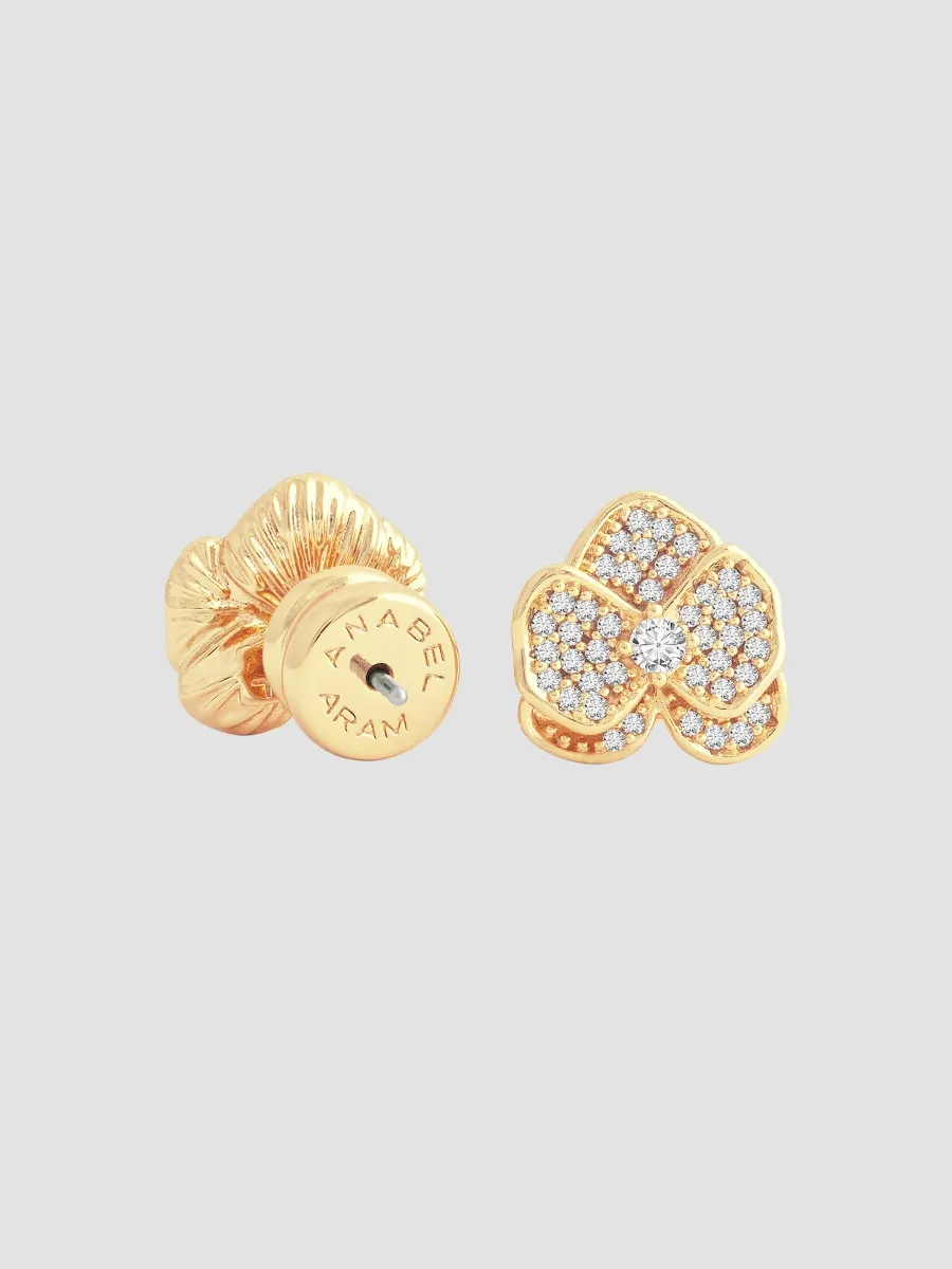 Anabel Aram Women's Orchid 18K Gold-Plated Crystal Pave Stud Earrings | Thumbnail 3