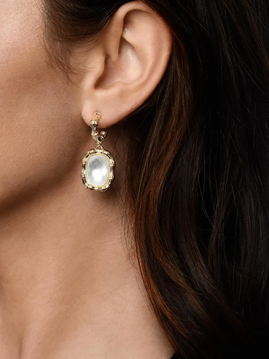 Anabel Aram Women's Bamboo 18K-Gold-Plated, Gemstone & Cubic Zirconia Drop Earrings | Thumbnail 2 Anabel Aram Women's Bamboo 18K-Gold-Plated, Gemstone & Cubic Zirconia Drop Earrings | Thumbnail 2