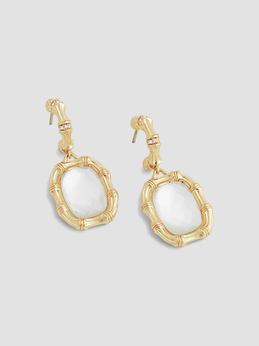 Anabel Aram Women's Bamboo 18K-Gold-Plated, Gemstone & Cubic Zirconia Drop Earrings | Thumbnail 3 Anabel Aram Women's Bamboo 18K-Gold-Plated, Gemstone & Cubic Zirconia Drop Earrings | Thumbnail 3