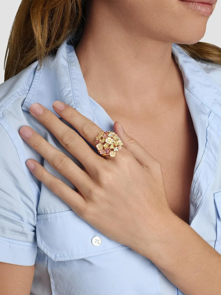 Anabel Aram Women's Wildflowers 18K-Gold-Plated & Enamel Ring - Gold | Thumbnail 2 Anabel Aram Women's Wildflowers 18K-Gold-Plated & Enamel Ring - Gold | Thumbnail 2