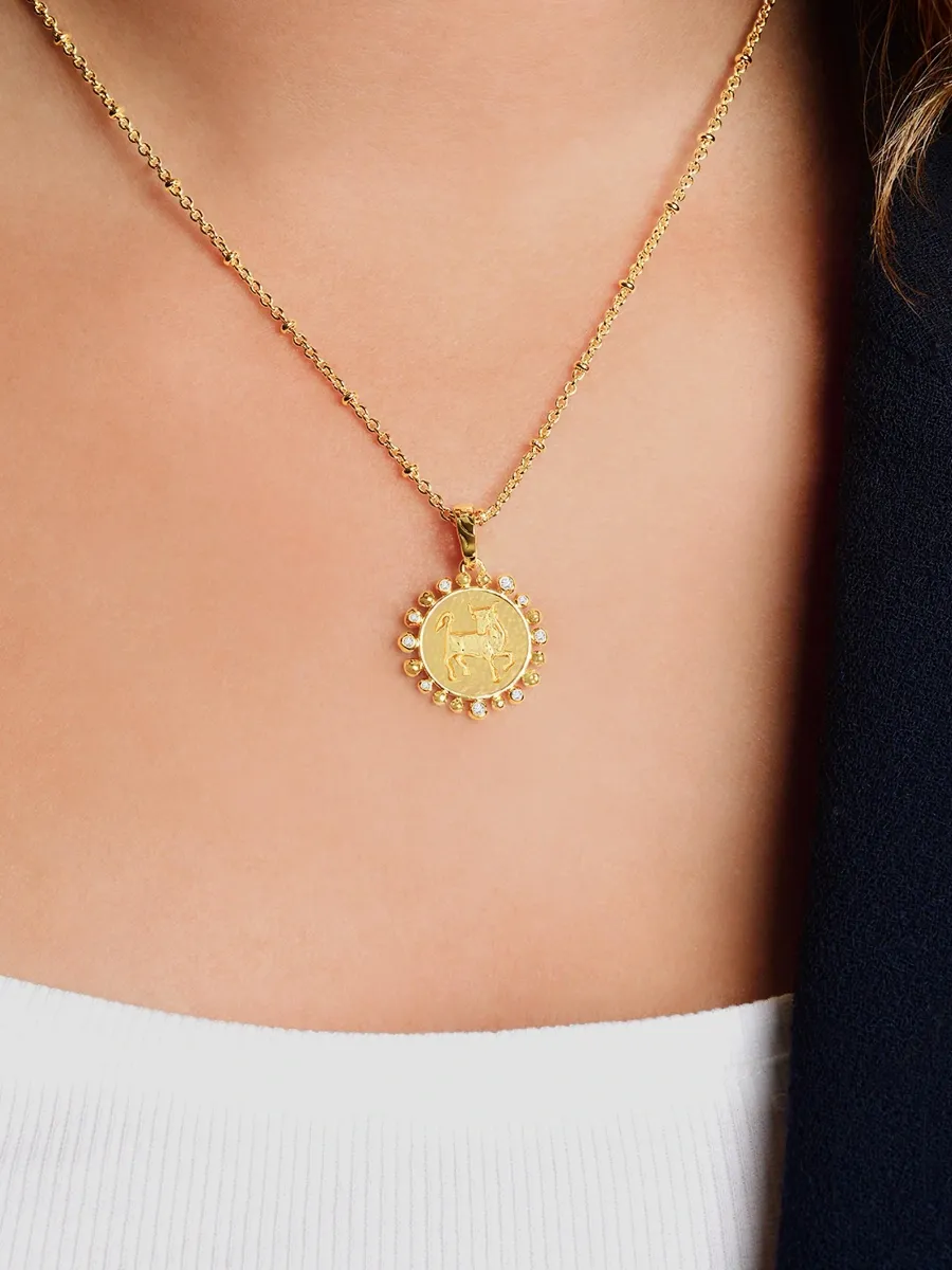 Anabel Aram Women's Zodiac 18K-Gold-Plated & Cubic Zirconia Pendant Necklace | Thumbnail 2