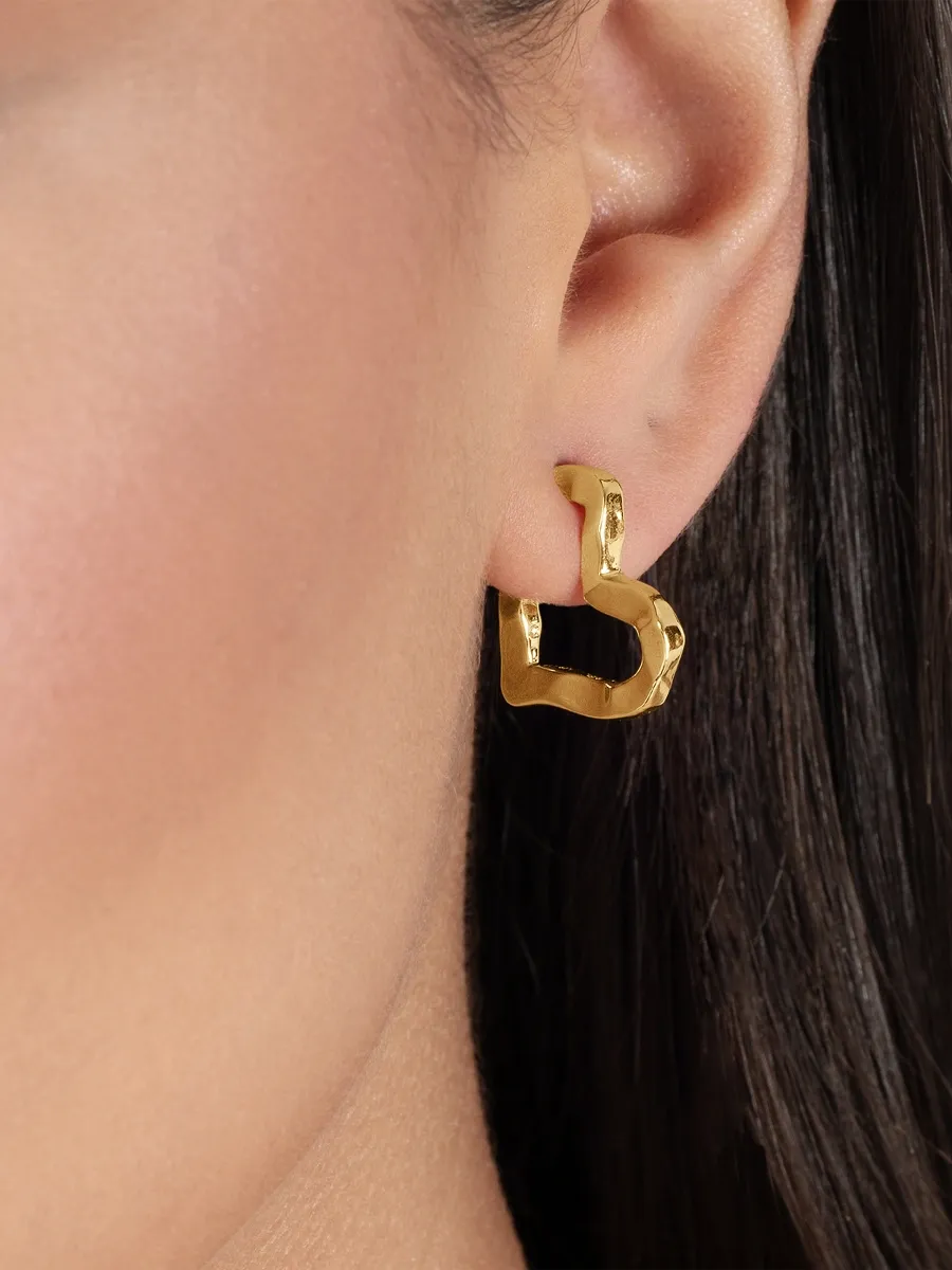 Anabel Aram Women's Heart Small 18K-Gold-Plated Hoop Earrings | Thumbnail 2 Anabel Aram Women's Heart Small 18K-Gold-Plated Hoop Earrings | Thumbnail 2