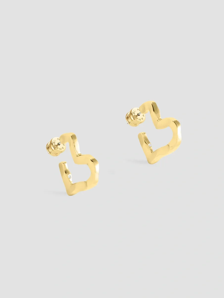 Anabel Aram Women's Heart Small 18K-Gold-Plated Hoop Earrings | Thumbnail 3 Anabel Aram Women's Heart Small 18K-Gold-Plated Hoop Earrings | Thumbnail 3