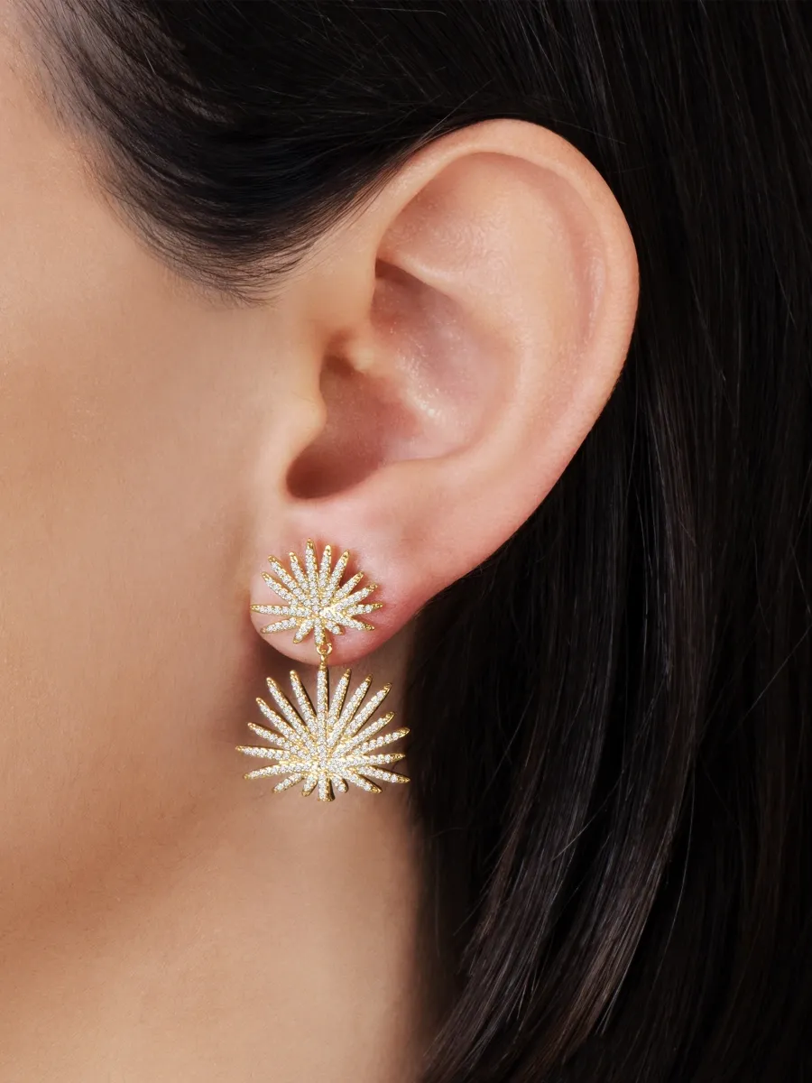 Anabel Aram Women's Palm 18K Gold-Plated Crystal Pave Double Fan Palm Earrings | Thumbnail 2