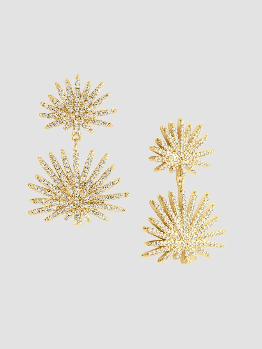 Anabel Aram Women's Palm 18K Gold-Plated Crystal Pave Double Fan Palm Earrings | Thumbnail 3