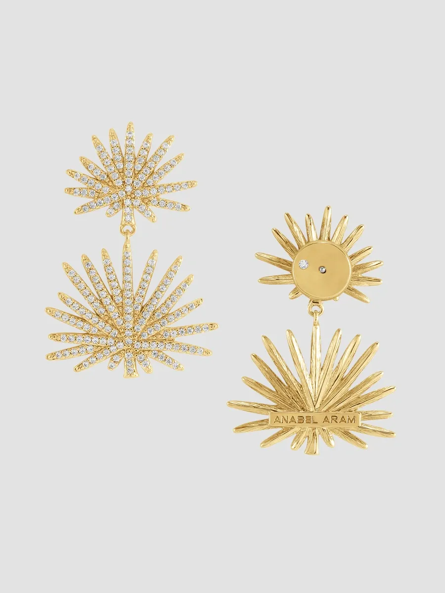 Anabel Aram Women's Palm 18K Gold-Plated Crystal Pave Double Fan Palm Earrings | Thumbnail 4