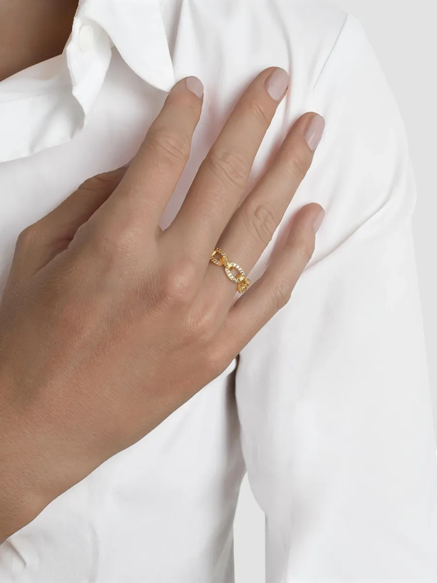 Anabel Aram Women's Enchanted Forest 18K-Gold-Plated & Cubic Zirconia Chain Ring | Thumbnail 2 Anabel Aram Women's Enchanted Forest 18K-Gold-Plated & Cubic Zirconia Chain Ring | Thumbnail 2