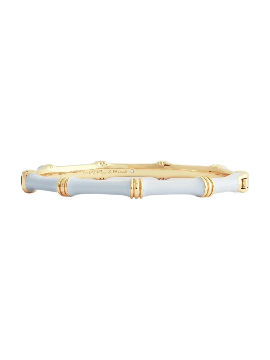Anabel Aram Women's Bamboo 18K-Gold-Plated & Enamel Hinged Bangle