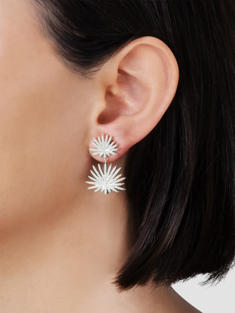 Anabel Aram Women's Palm Silver-Plated Crystal Pave Double Fan Palm Earrings | Thumbnail 2